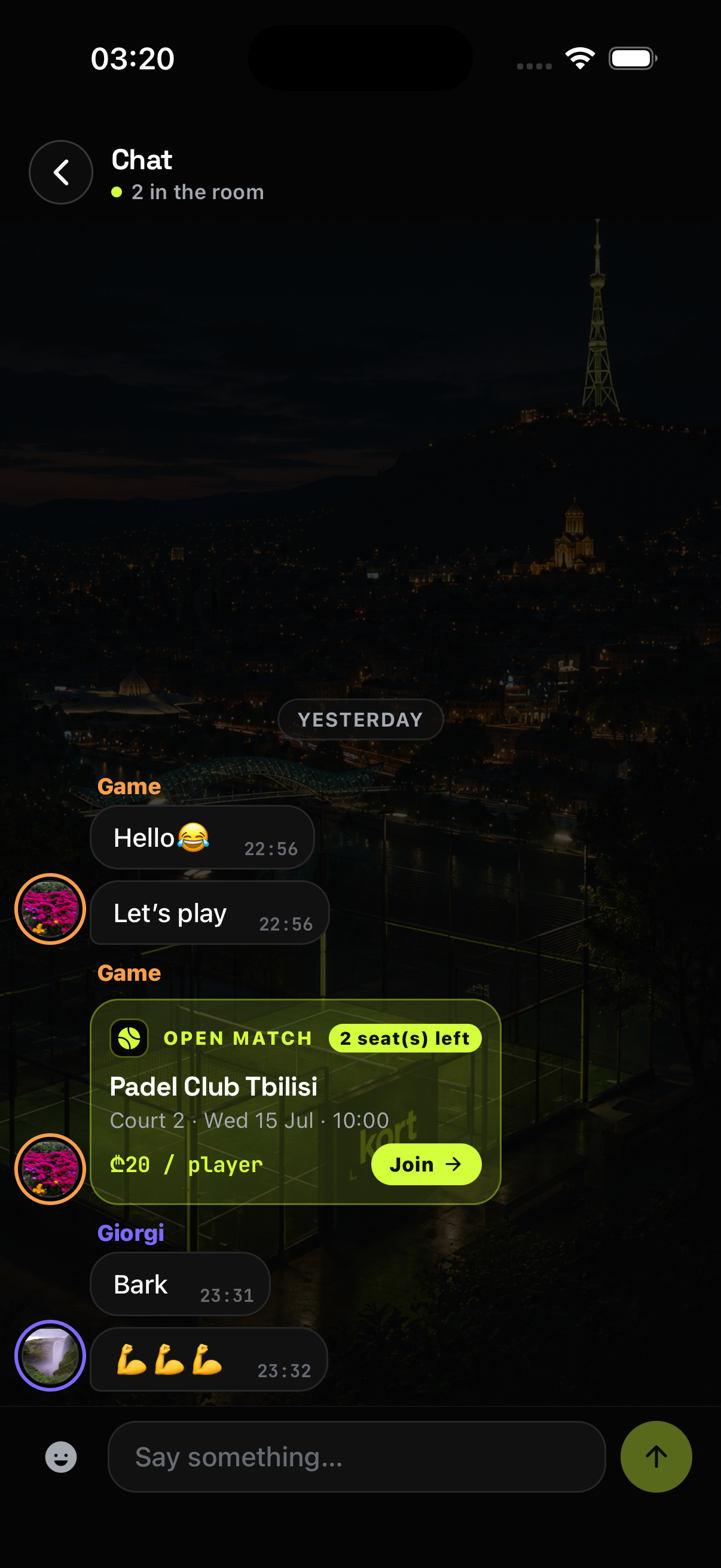 Chatroom · Share a match